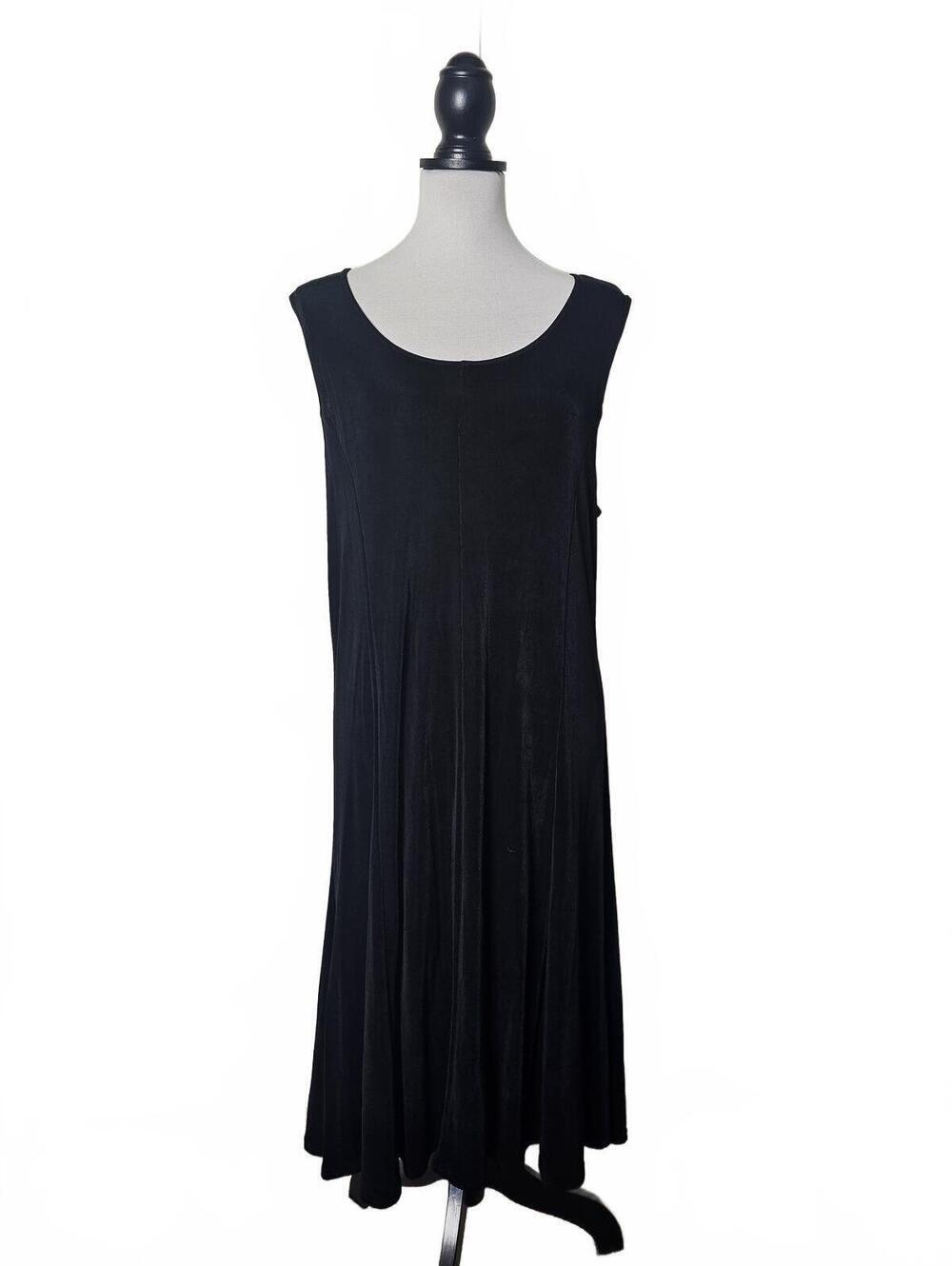 Kiara Black Sleeveless Acetate Blend Dress, Size XL